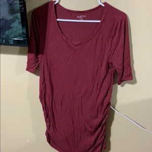 Burgundy with black dots maternity tee